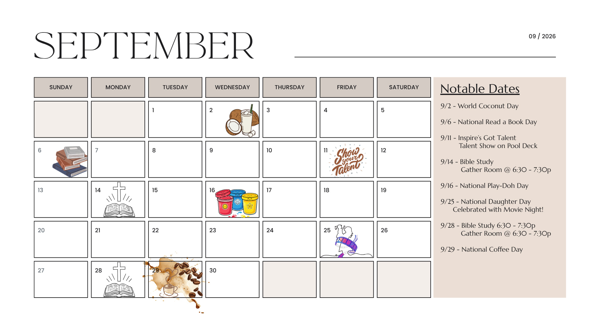 September Events Calendar