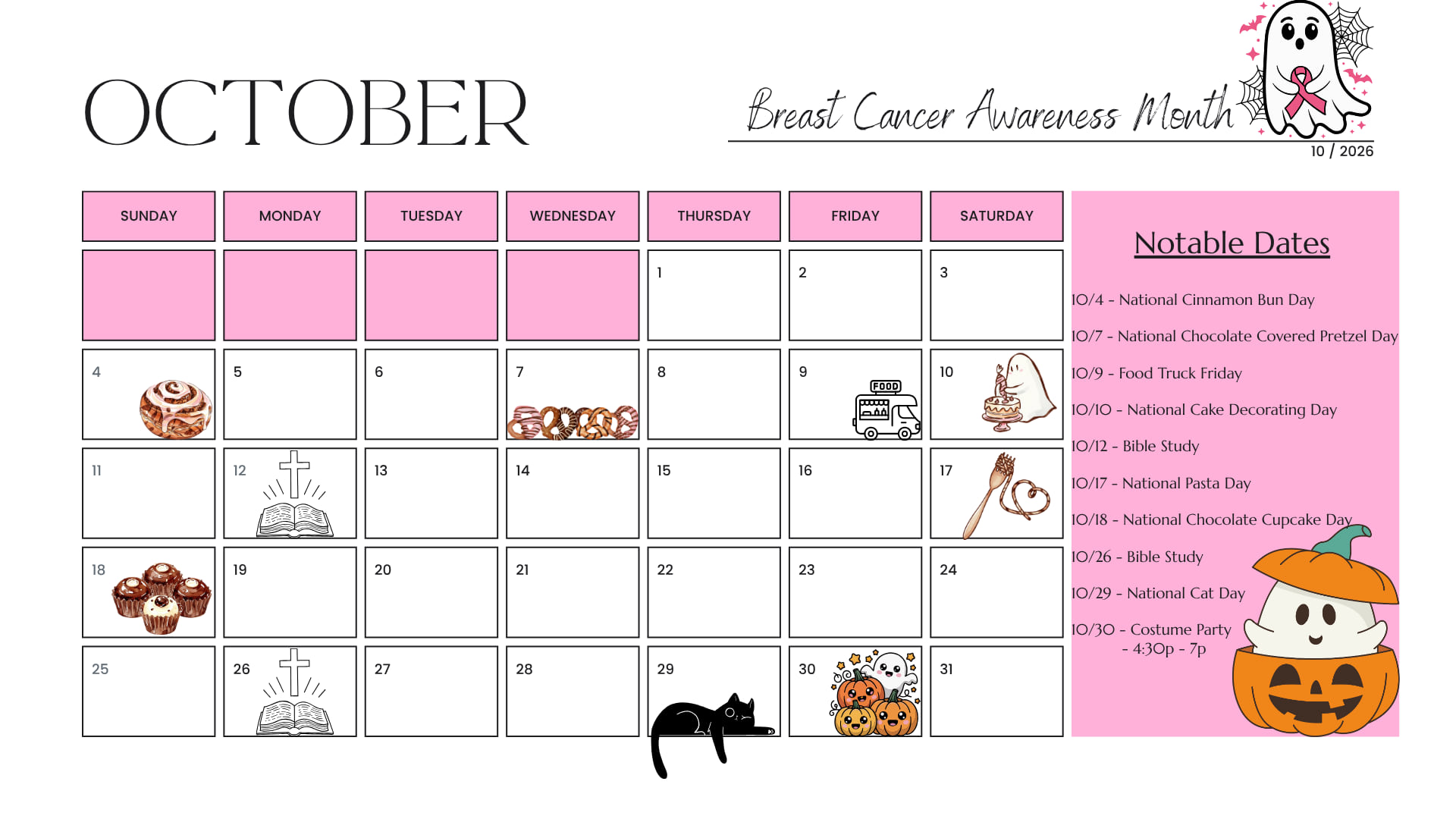 October Events Calendar