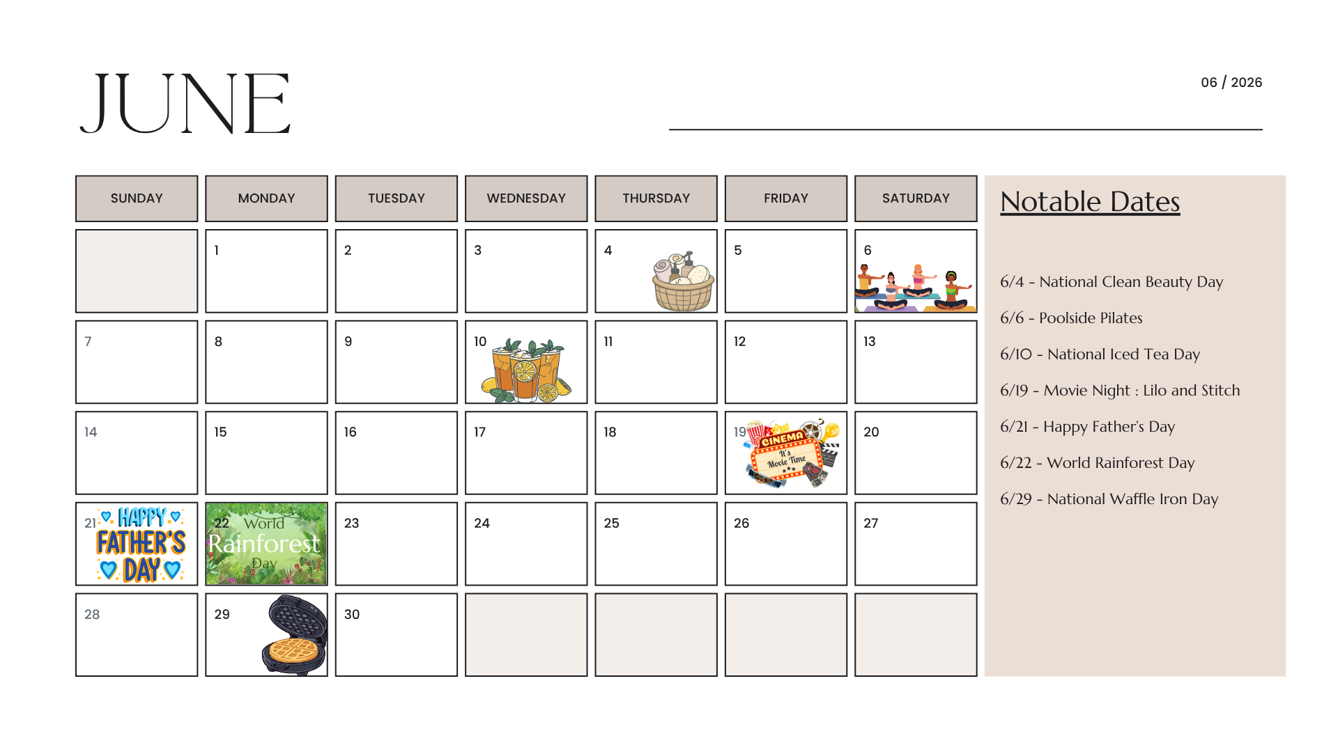 June Event Calendar