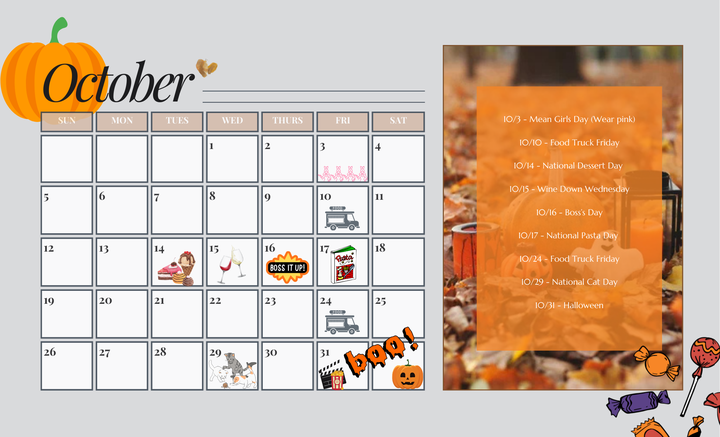  October Event Calendar