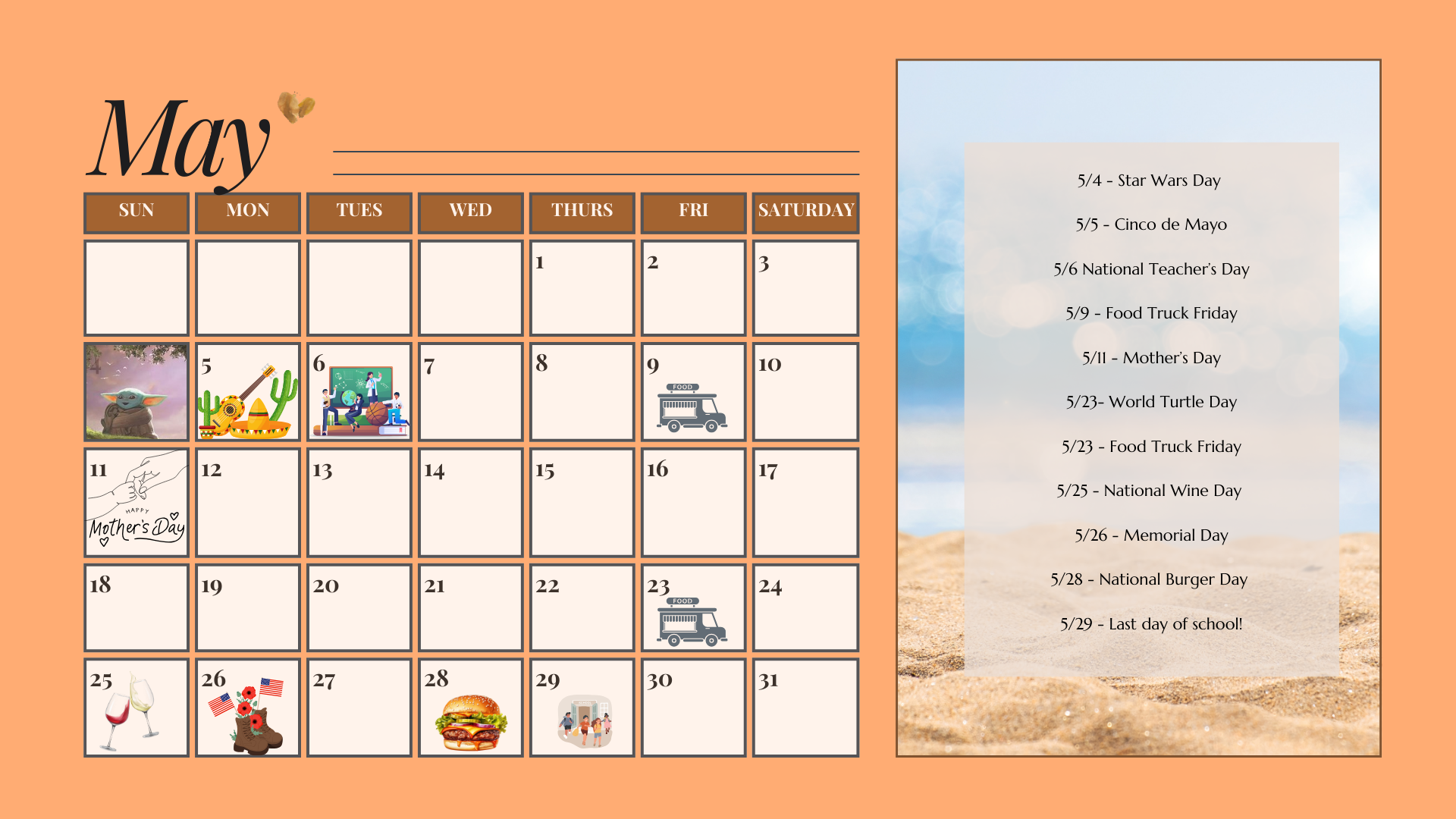 May Event Calendar