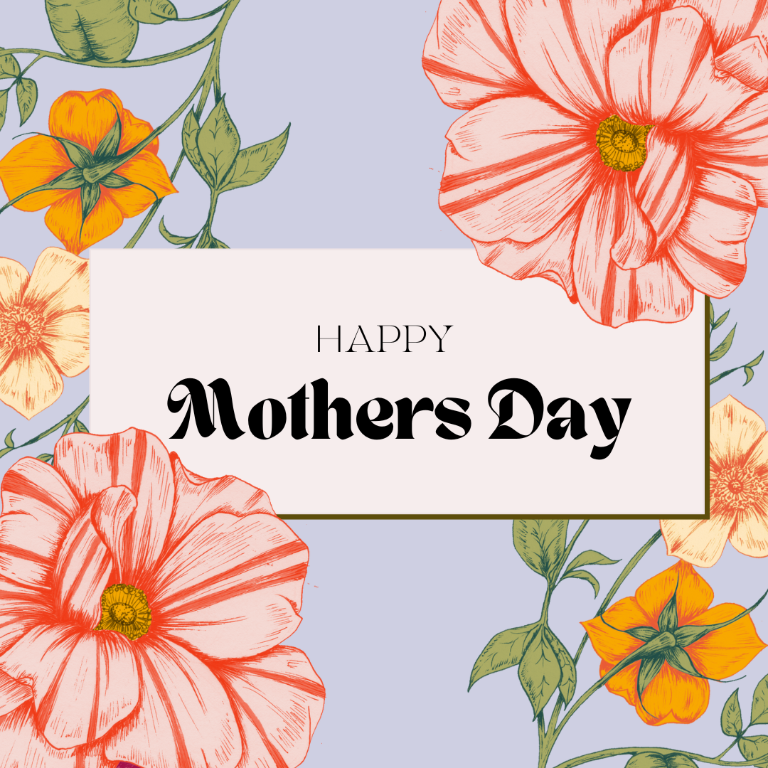 Happy Mothers Day Graphic with bright flowers 