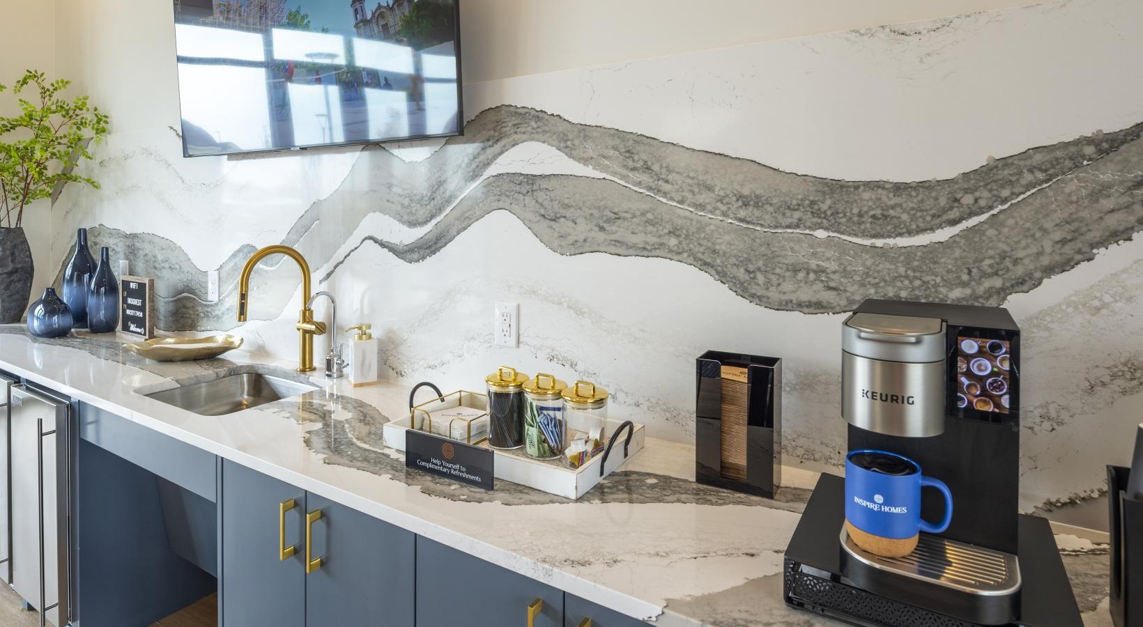 The essence of exceptional living a kitchen with a large mural